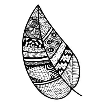 Vector zen tangle and doodle leaf. Nature coloring book. Black and white Stock-Illustration
