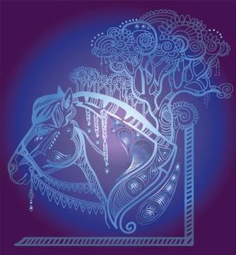 Vector zentangle magic horse Illustrazione stock