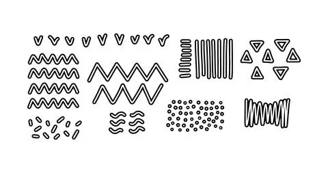 Vector zig zag set background. Geometry group batik graphic. Hand drawn Stock Illustration