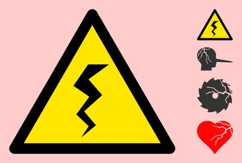 Vector Zigzag Crack Warning Triangle Sign Icon Illustrazione stock