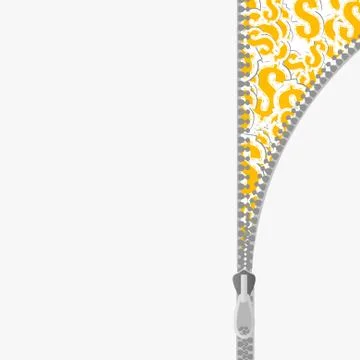 Vector : Zipper with dollar signs on white background Stock Illustration