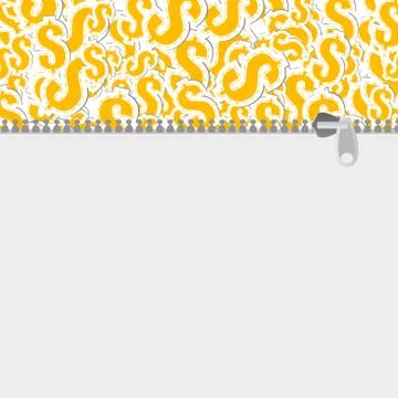Vector : zipper with dollar signs on white background Stock Illustration