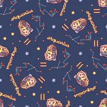 Vector Zodiac seamless pattern Stock Illustration