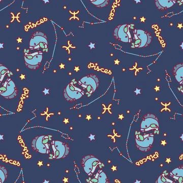 Vector Zodiac seamless pattern Stock Illustration