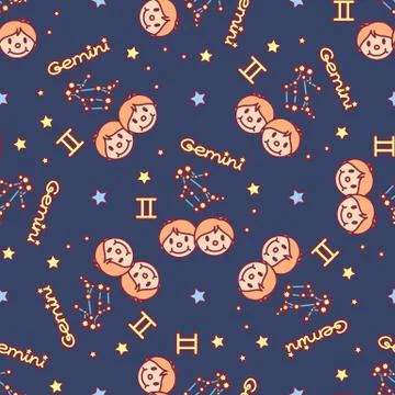 Vector Zodiac seamless pattern Stock Illustration