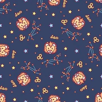 Vector Zodiac seamless pattern Stock Illustration