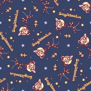 Vector Zodiac seamless pattern Stock Illustration