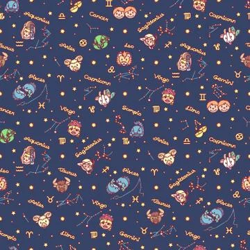 Vector Zodiac seamless pattern Stock-Illustration
