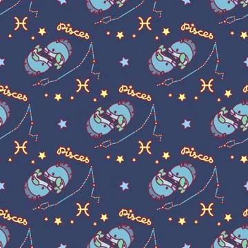 Vector Zodiac seamless pattern Stock Illustration