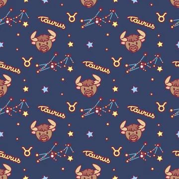 Vector Zodiac seamless pattern Stock Illustration