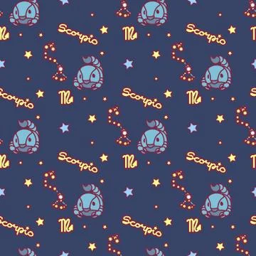 Vector Zodiac seamless pattern Stock Illustration