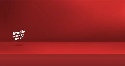 Vector,Empty vivid red color studio table room background ,product display wi Stock Illustration