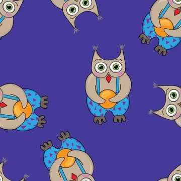 Vectorgrafisches Nahtlosmuster mit Eule vector graphical seamless pattern ... 写真素材