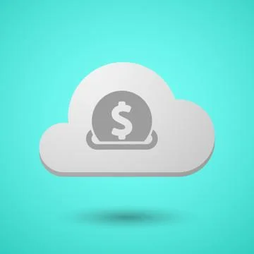 Vectorial cloud with  a dollar coin entering in a moneybox Stock Illustration