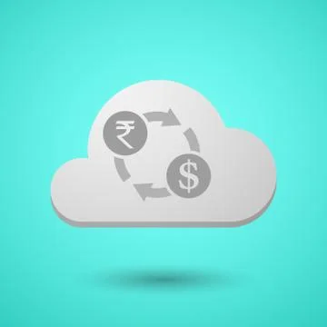 Vectorial cloud with  a rupee and dollar exchange sign Stock Illustration