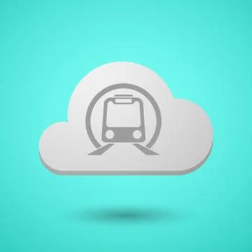 Vectorial cloud with  a subway train icon Illustrazione stock