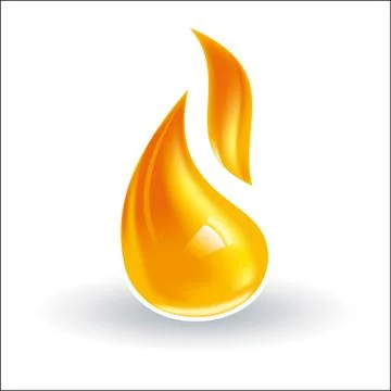 Vectorial flame glossy with light reflects in simple shape. Illustrazione stock