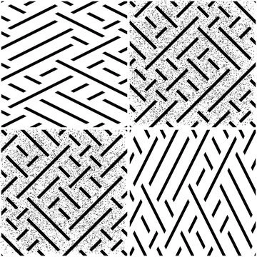 Vectorial pattern collection with oblique black segments_i イラスト素材