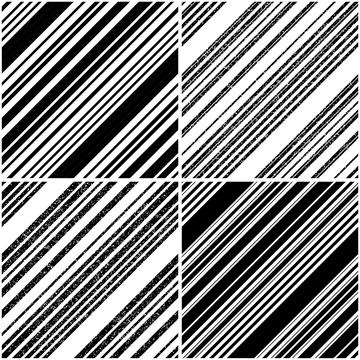 Vectorial pattern collection with oblique black segments_u イラスト素材