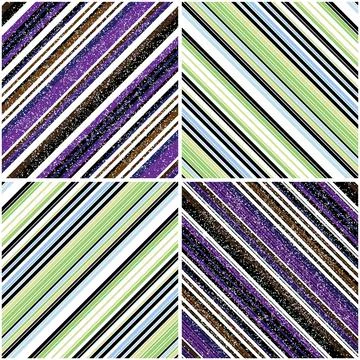 Vectorial pattern collection with oblique colored segments_l イラスト素材