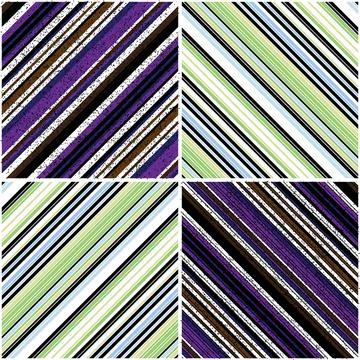 Vectorial pattern collection with oblique colored segments_m 스톡 일러스트