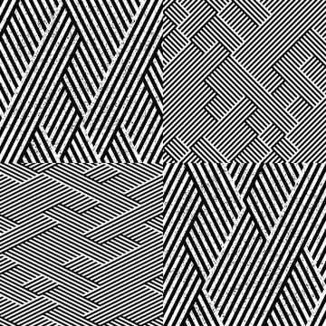 Vectorial seamless pattern collection with oblique black segments Illustrazione stock