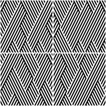 Vectorial seamless pattern collection with oblique black segments イラスト素材