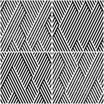 Vectorial seamless pattern collection with oblique black segments_b イラスト素材