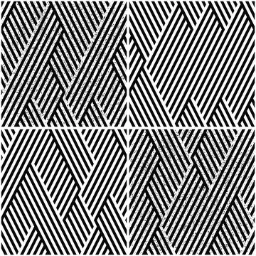 Vectorial seamless pattern collection with oblique black segments_c 스톡 일러스트