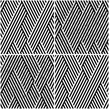 Vectorial seamless pattern collection with oblique black segments_d イラスト素材