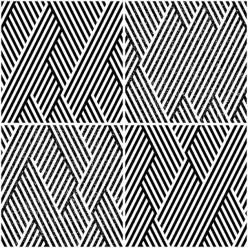 Vectorial seamless pattern collection with oblique black segments_e イラスト素材
