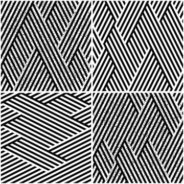 Vectorial seamless pattern collection with oblique black segments_h 스톡 일러스트