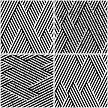 Vectorial seamless pattern collection with oblique black segments_i イラスト素材