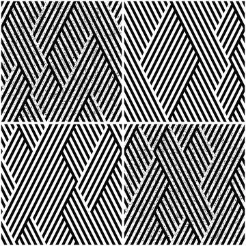 Vectorial seamless pattern collection with oblique black segments_m イラスト素材