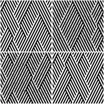 Vectorial seamless pattern collection with oblique black segments_n イラスト素材