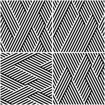 Vectorial seamless pattern collection with oblique black segments_p イラスト素材