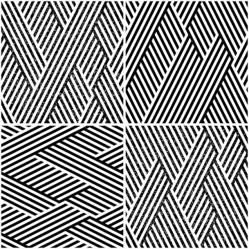 Vectorial seamless pattern collection with oblique black segments_r イラスト素材