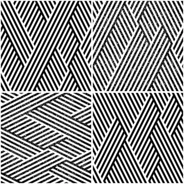 Vectorial seamless pattern collection with oblique black segments_u イラスト素材