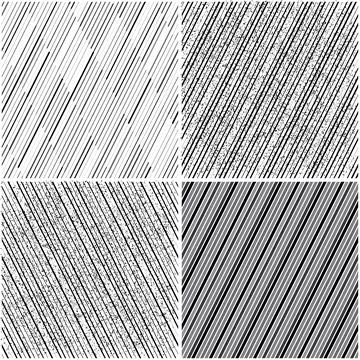 Vectorial seamless pattern collection with oblique black segments_i イラスト素材