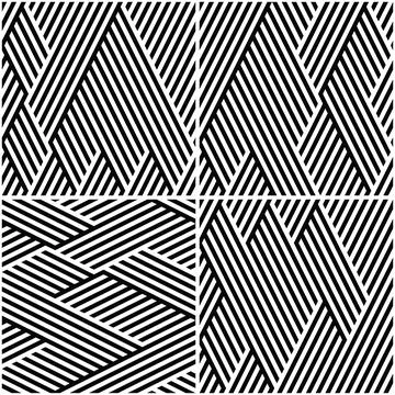 Vectorial seamless pattern collection with oblique black segments_k イラスト素材