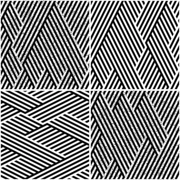 Vectorial seamless pattern collection with oblique black segments_m イラスト素材