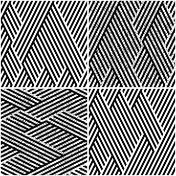 Vectorial seamless pattern collection with oblique black segments_n 스톡 일러스트