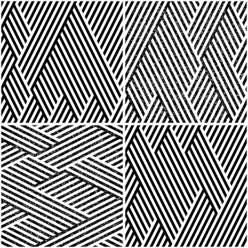Vectorial seamless pattern collection with oblique black segments_o イラスト素材