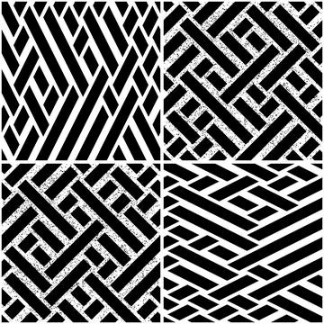 Vectorial seamless pattern collection with oblique black bands_d イラスト素材