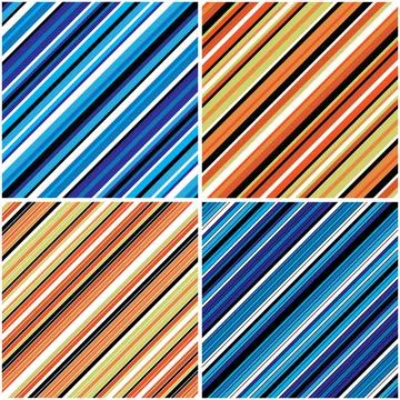 Vectorial seamless pattern collection with oblique colored lines_k 库存插图