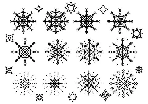 Vectorized graphic elements, christmas resources. Snowflakes, Christmas stars Stock Illustration