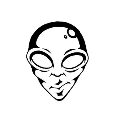 Vectorized Ink Sketch of an Alien Face Stock Illustration