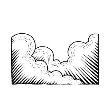 Vectorized Ink Sketch of Clouds Stock Illustration