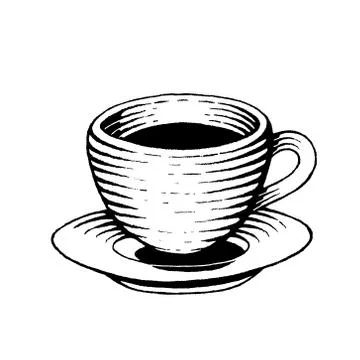 Vectorized Ink Sketch of a Coffee Cup Stock Illustration