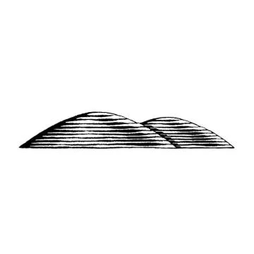 Vectorized Ink Sketch of Hills Stock Illustration